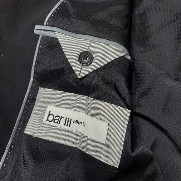 Bar III Men's Black Slim Fit Wool Blend Suit Jacket - Picture 6 of 8